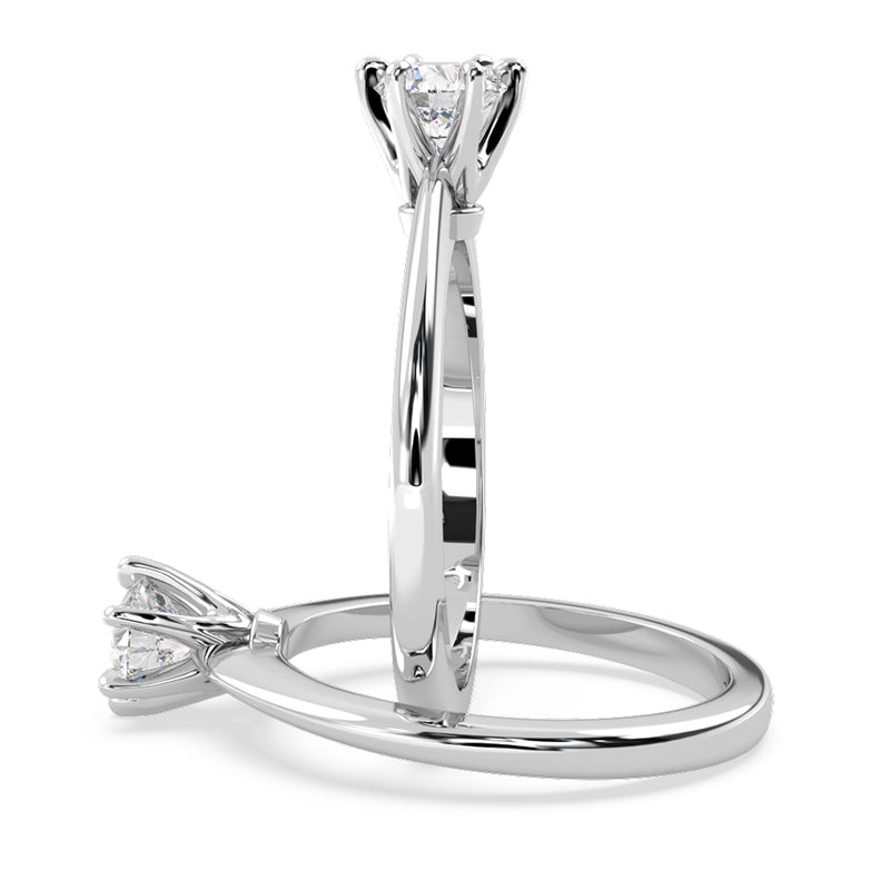 Anillo de Compromiso Solitario "Tiffany Slim" con Diamante de Laboratorio Corte Redondo de 0.30qt (F/VVS2) en Oro de 14K