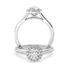 Anillo de Compromiso Halo "Flare" con Diamante de Laboratorio Corte Redondo de 0.50qt (D/E-VVS2/VVS1) en Oro de 14K