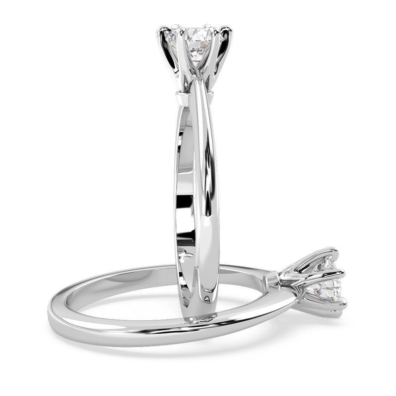 Anillo de Compromiso Solitario "Tiffany Slim" con Diamante de Laboratorio Corte Redondo de 0.40qt (F/VVS2) en Oro de 14K