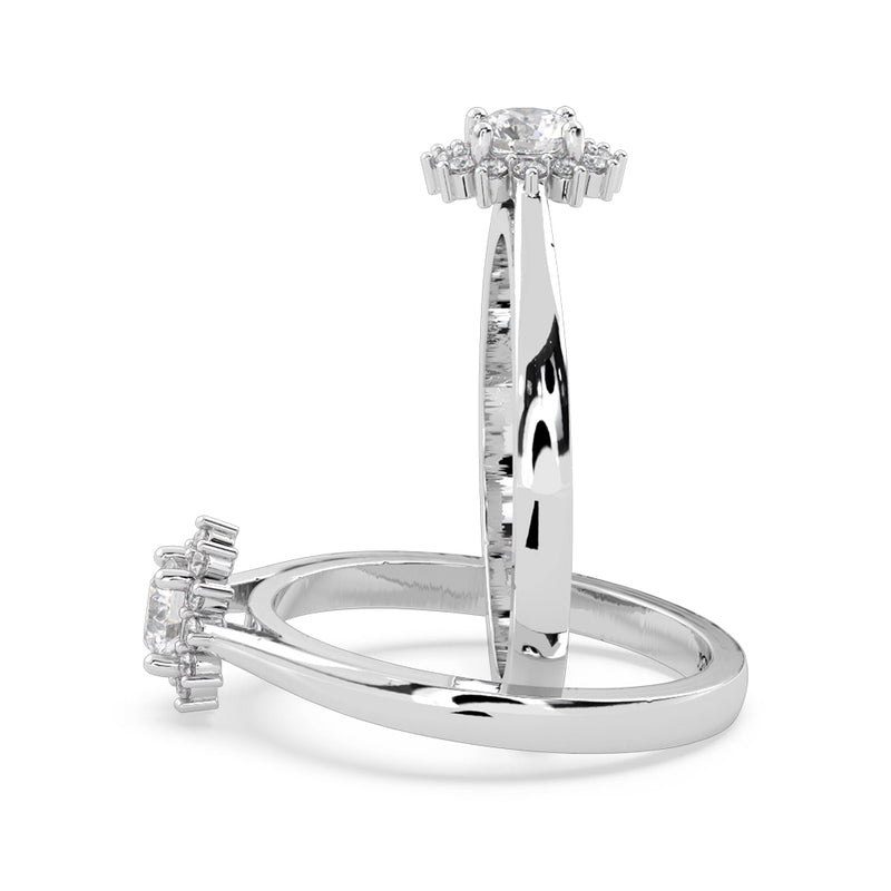 Anillo de Compromiso Halo "Belle" con Diamante de Laboratorio Corte Redondo de 0.25qt (F/VVS2) en Oro de 14K