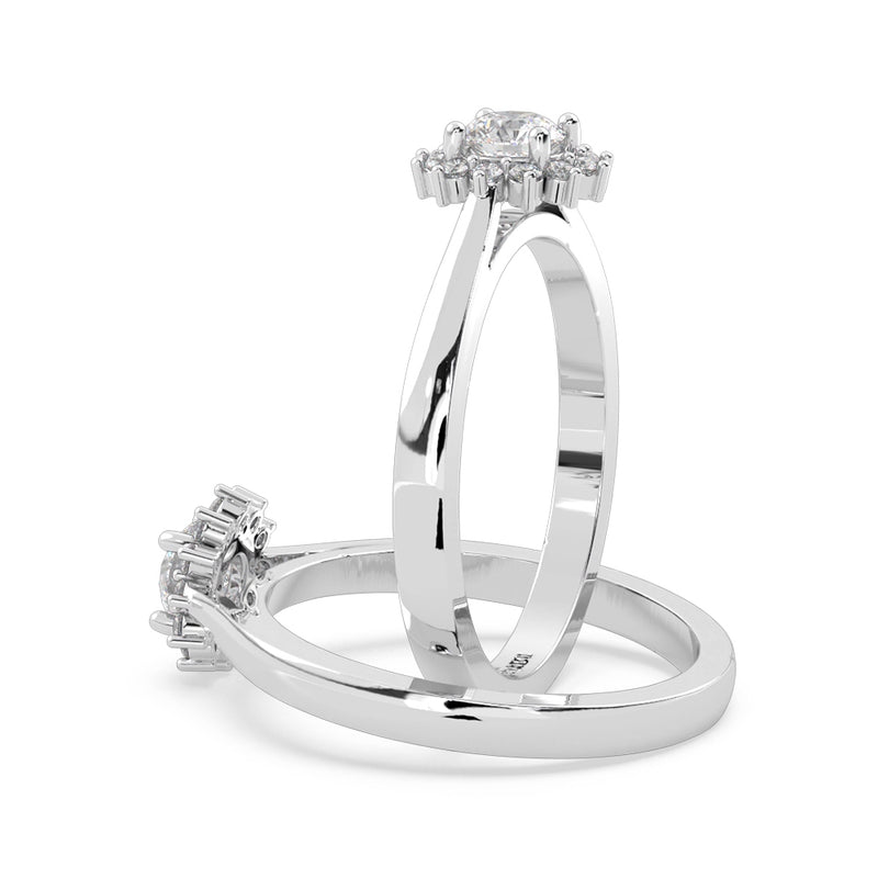 Anillo de Compromiso Halo "Belle" con Diamante de Laboratorio Corte Redondo de 0.25qt (F/VVS2) en Oro de 14K