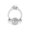 Anillo de Compromiso Halo y Pavé "Nova" con Diamante de Laboratorio Corte Redondo de 0.50qt (D/E-VVS2/VVS1) en Oro de 14K