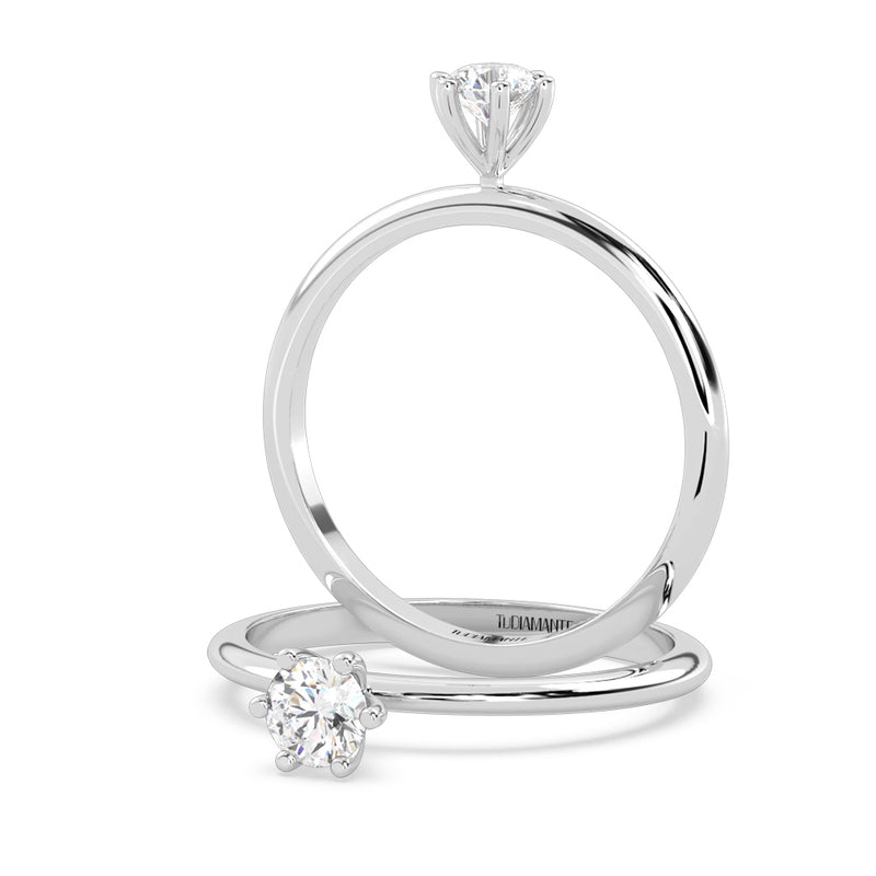 Anillo de Compromiso Solitario "Mila" con Diamante de Laboratorio Corte Redondo de 0.25qt (F/VVS2) en Oro de 14K