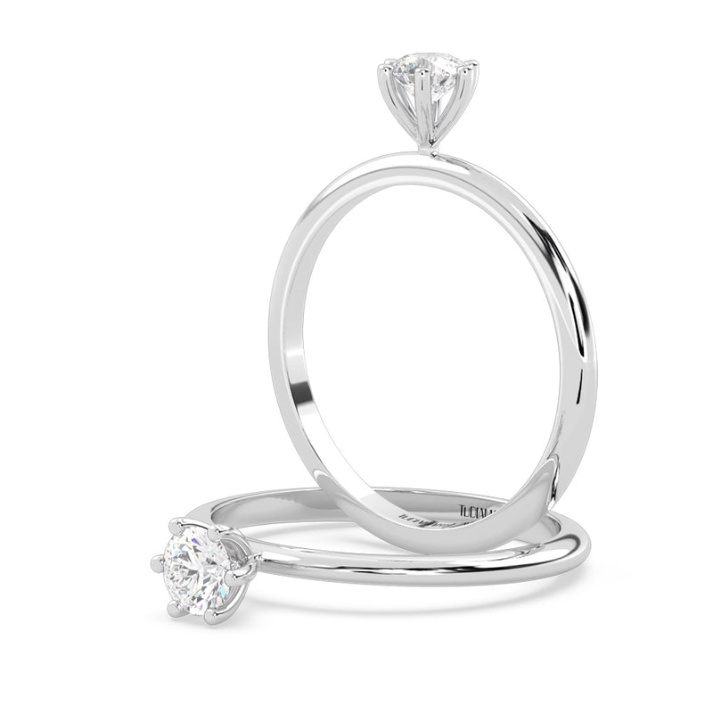 Anillo de Compromiso Solitario "Mila" con Diamante de Laboratorio Corte Redondo de 0.25qt (F/VVS2) en Oro de 14K