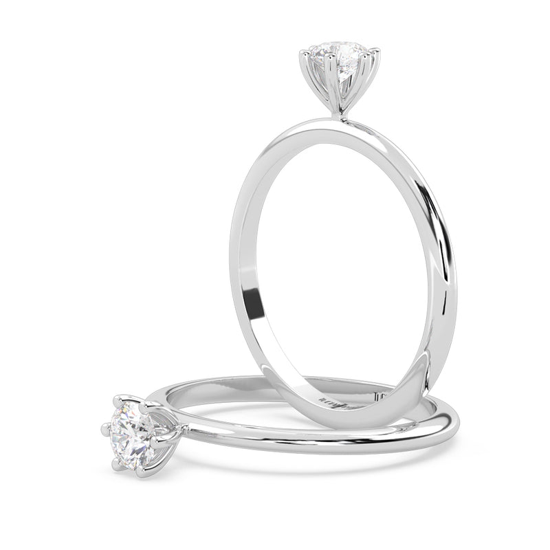 Anillo de Compromiso Solitario "Mila" con Diamante de Laboratorio Corte Redondo de 0.25qt (F/VVS2) en Oro de 14K