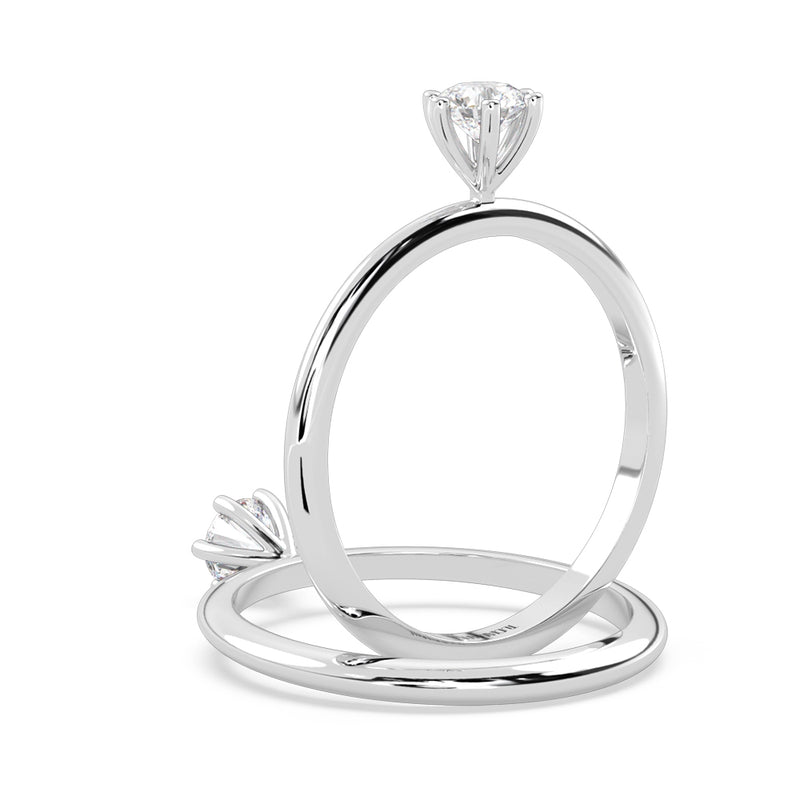 Anillo de Compromiso Solitario "Mila" con Diamante de Laboratorio Corte Redondo de 0.25qt (F/VVS2) en Oro de 14K