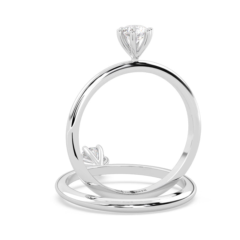 Anillo de Compromiso Solitario "Mila" con Diamante de Laboratorio Corte Redondo de 0.25qt (F/VVS2) en Oro de 14K