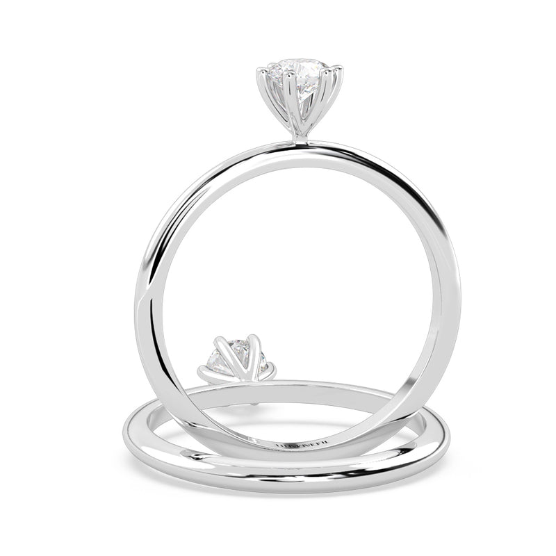 Anillo de Compromiso Solitario "Mila" con Diamante de Laboratorio Corte Redondo de 0.25qt (F/VVS2) en Oro de 14K