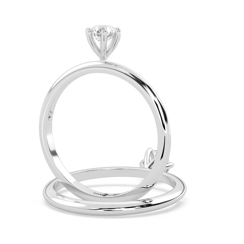 Anillo de Compromiso Solitario "Mila" con Diamante de Laboratorio Corte Redondo de 0.25qt (F/VVS2) en Oro de 14K