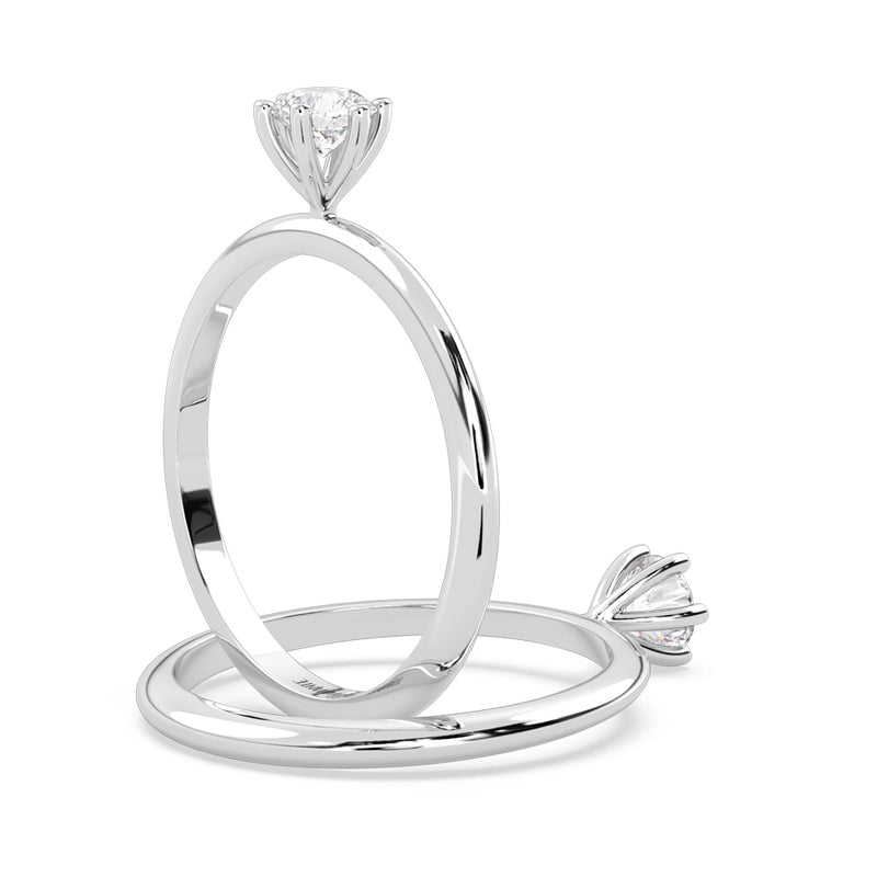 Anillo de Compromiso Solitario "Mila" con Diamante de Laboratorio Corte Redondo de 0.25qt (F/VVS2) en Oro de 14K