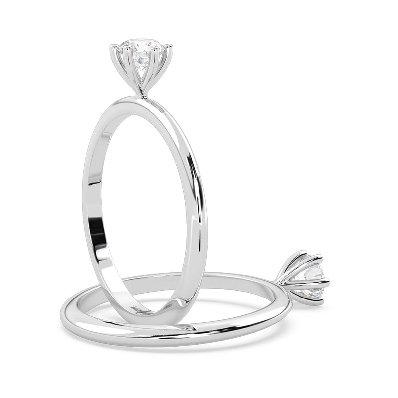 Anillo de Compromiso Solitario "Mila" con Diamante de Laboratorio Corte Redondo de 0.25qt (F/VVS2) en Oro de 14K
