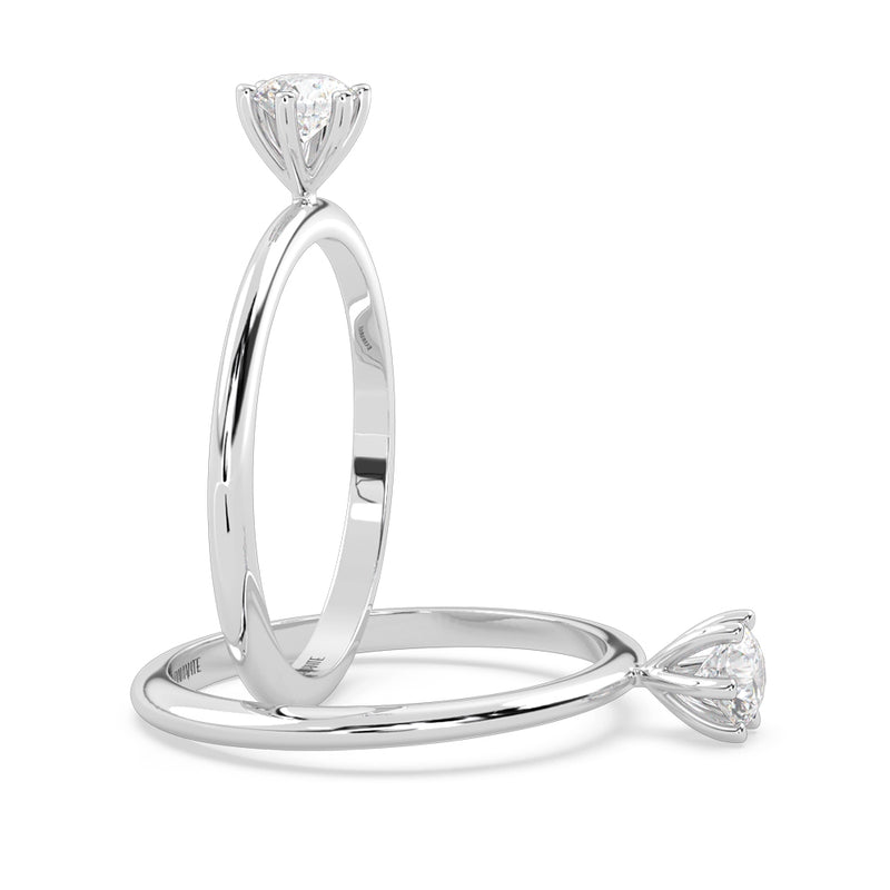 Anillo de Compromiso Solitario "Mila" con Diamante de Laboratorio Corte Redondo de 0.25qt (F/VVS2) en Oro de 14K