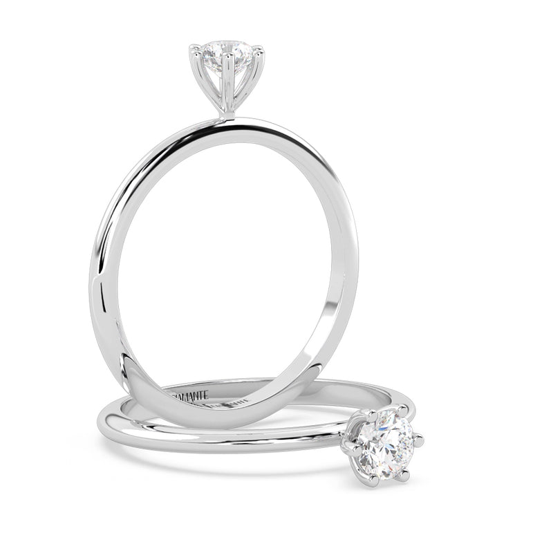 Anillo de Compromiso Solitario "Mila" con Diamante de Laboratorio Corte Redondo de 0.25qt (F/VVS2) en Oro de 14K