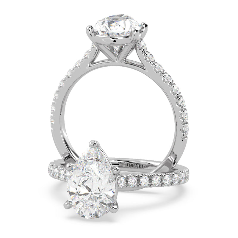 Montura Para Anillo de Compromiso Pavé "Royal Pera" en Oro Blanco de 14K