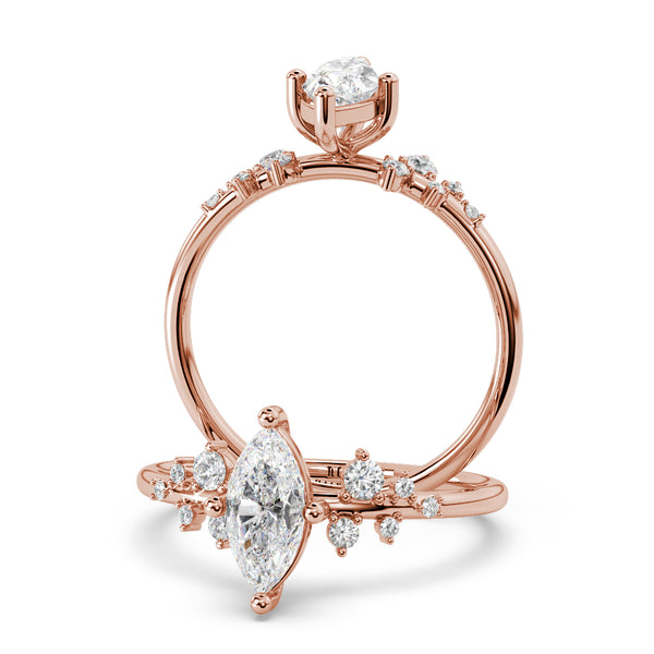 Montura Para Anillo de Compromiso Pavé "Poppy Marquis" en Oro Rosa de 14K