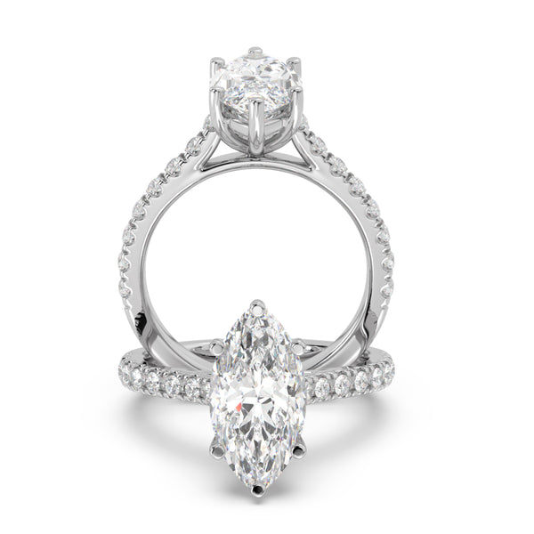 Montura Para Anillo de Compromiso Pavé "Royal Marquise" en Oro Blanco de 14K