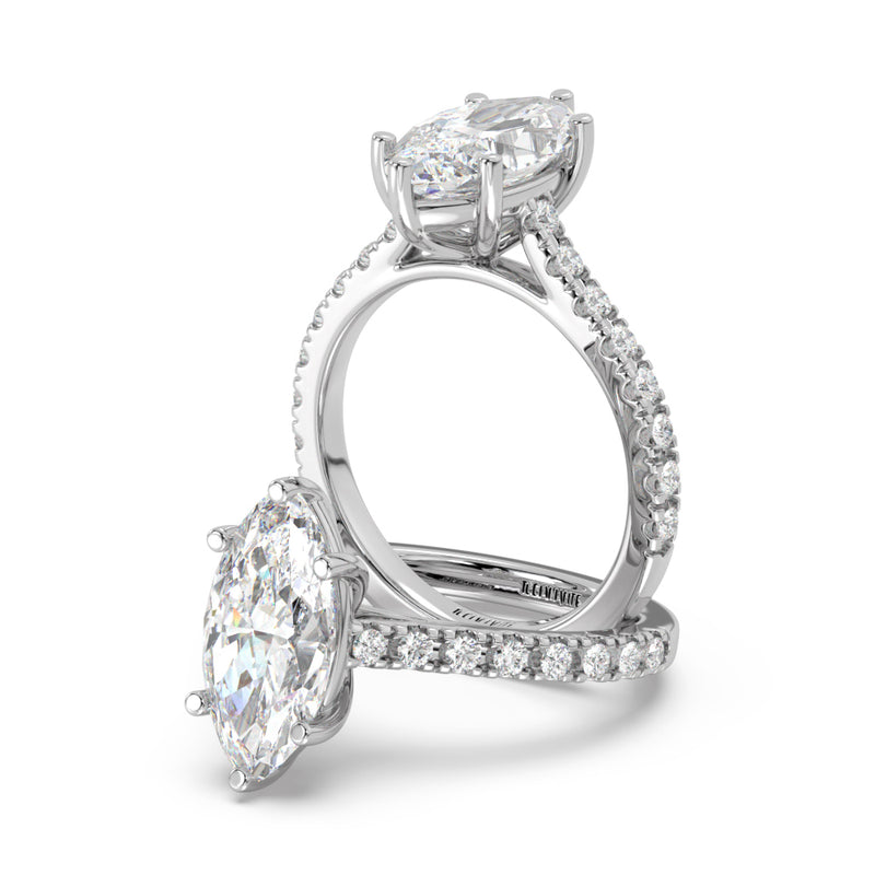 Montura Para Anillo de Compromiso Pavé "Royal Marquise" en Oro Blanco de 14K