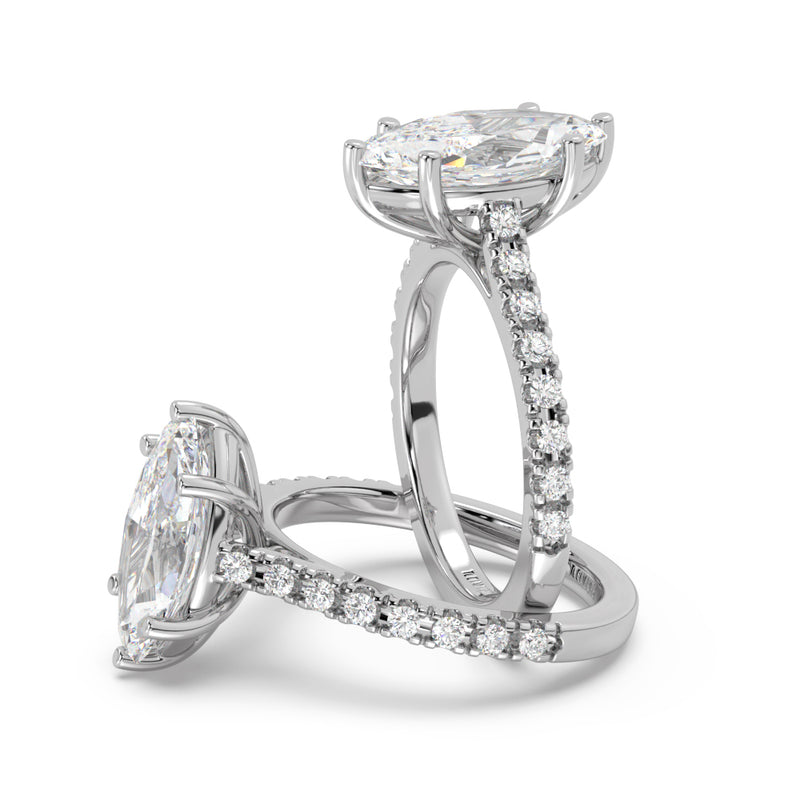 Montura Para Anillo de Compromiso Pavé "Royal Marquise" en Oro Blanco de 14K