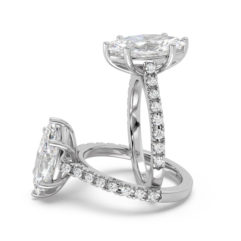 Montura Para Anillo de Compromiso Pavé "Royal Marquise" en Oro Blanco de 14K