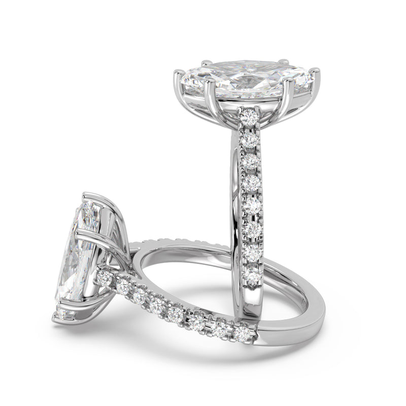 Montura Para Anillo de Compromiso Pavé "Royal Marquise" en Oro Blanco de 14K