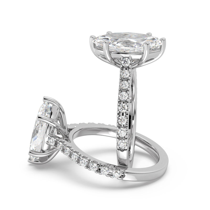 Montura Para Anillo de Compromiso Pavé "Royal Marquise" en Oro Blanco de 14K