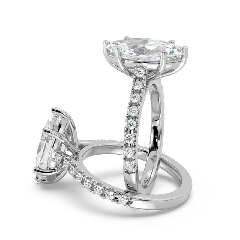 Montura Para Anillo de Compromiso Pavé "Royal Marquise" en Oro Blanco de 14K