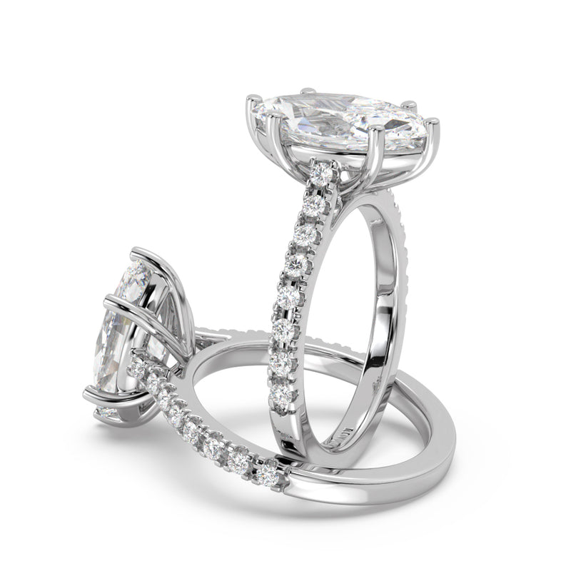 Montura Para Anillo de Compromiso Pavé "Royal Marquise" en Oro Blanco de 14K