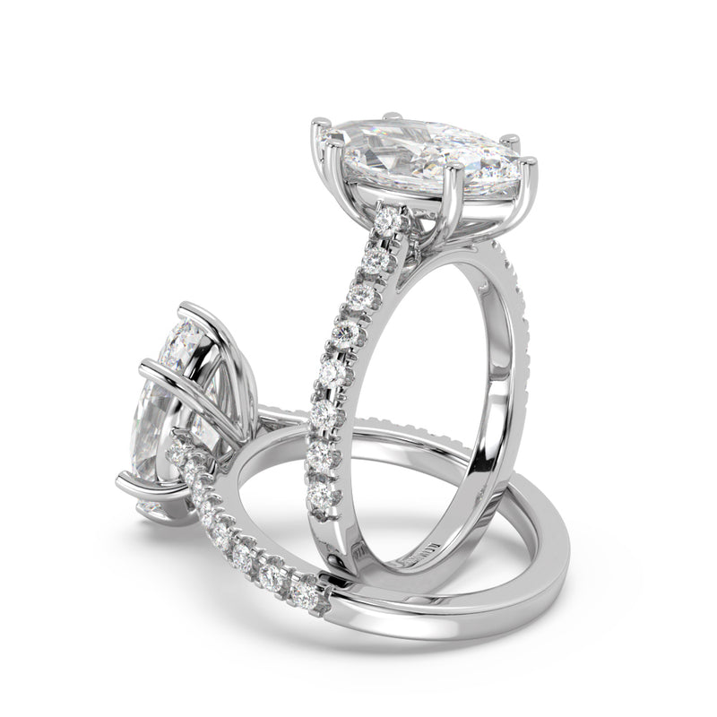 Montura Para Anillo de Compromiso Pavé "Royal Marquise" en Oro Blanco de 14K