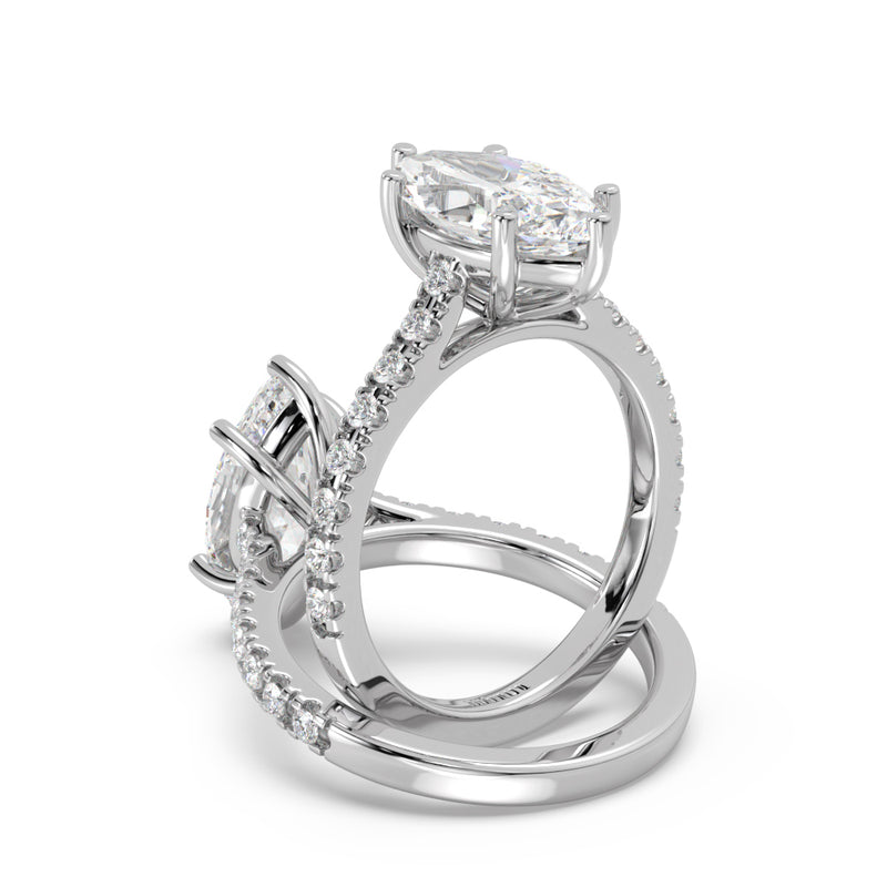 Montura Para Anillo de Compromiso Pavé "Royal Marquise" en Oro Blanco de 14K