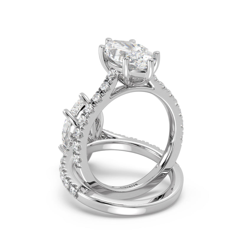 Montura Para Anillo de Compromiso Pavé "Royal Marquise" en Oro Blanco de 14K