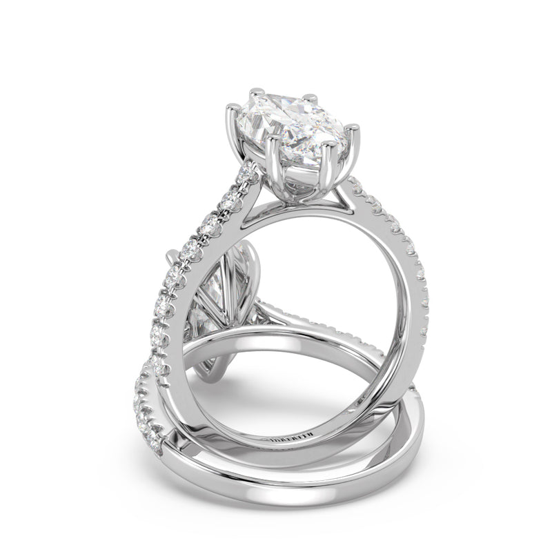 Montura Para Anillo de Compromiso Pavé "Royal Marquise" en Oro Blanco de 14K