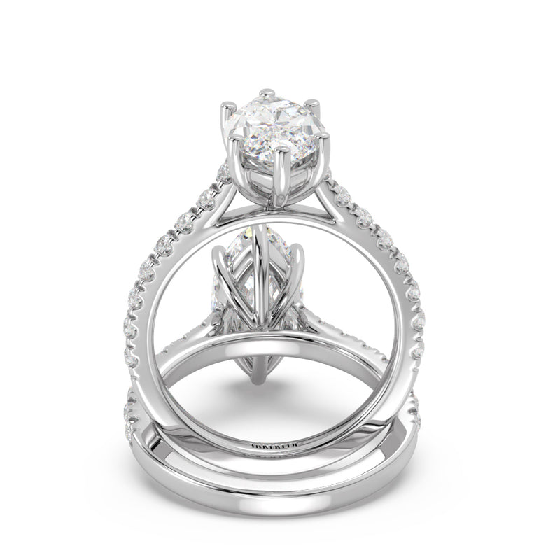 Montura Para Anillo de Compromiso Pavé "Royal Marquise" en Oro Blanco de 14K