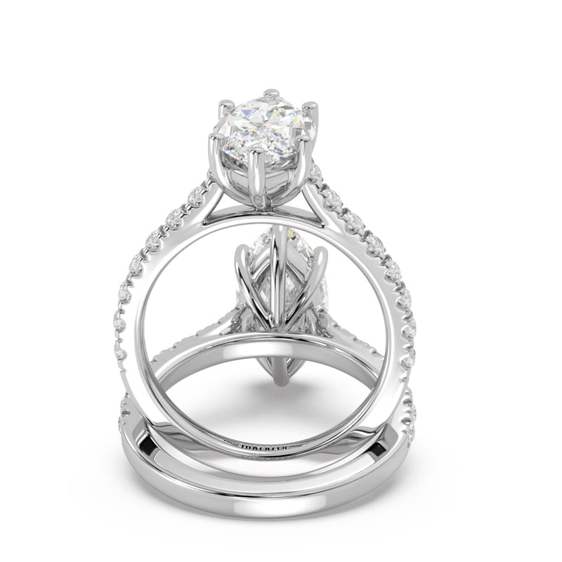 Montura Para Anillo de Compromiso Pavé "Royal Marquise" en Oro Blanco de 14K