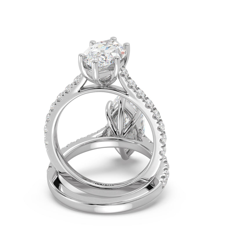 Montura Para Anillo de Compromiso Pavé "Royal Marquise" en Oro Blanco de 14K