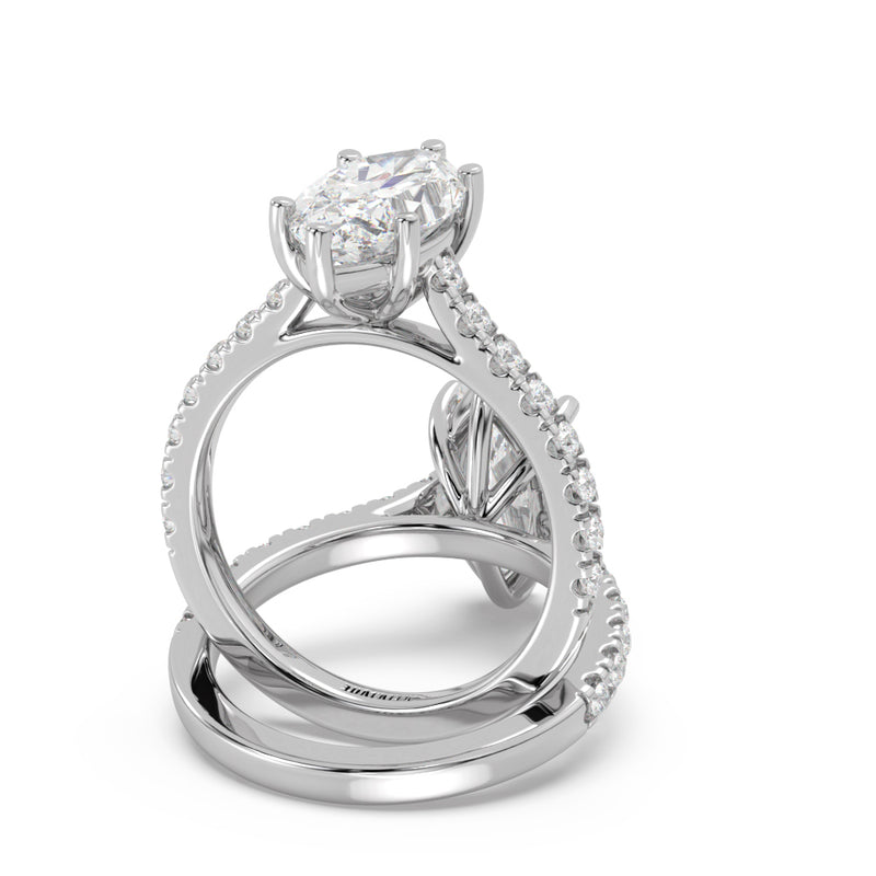 Montura Para Anillo de Compromiso Pavé "Royal Marquise" en Oro Blanco de 14K