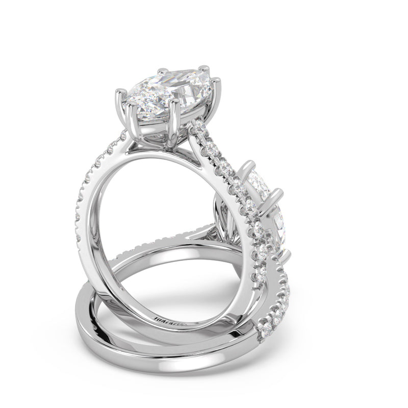 Montura Para Anillo de Compromiso Pavé "Royal Marquise" en Oro Blanco de 14K