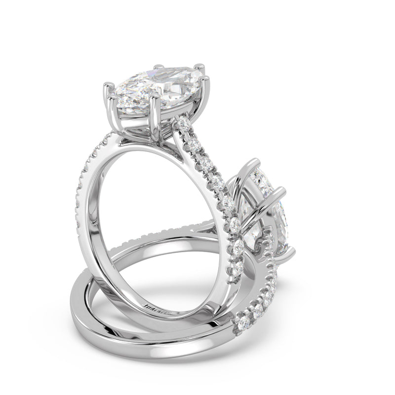 Montura Para Anillo de Compromiso Pavé "Royal Marquise" en Oro Blanco de 14K