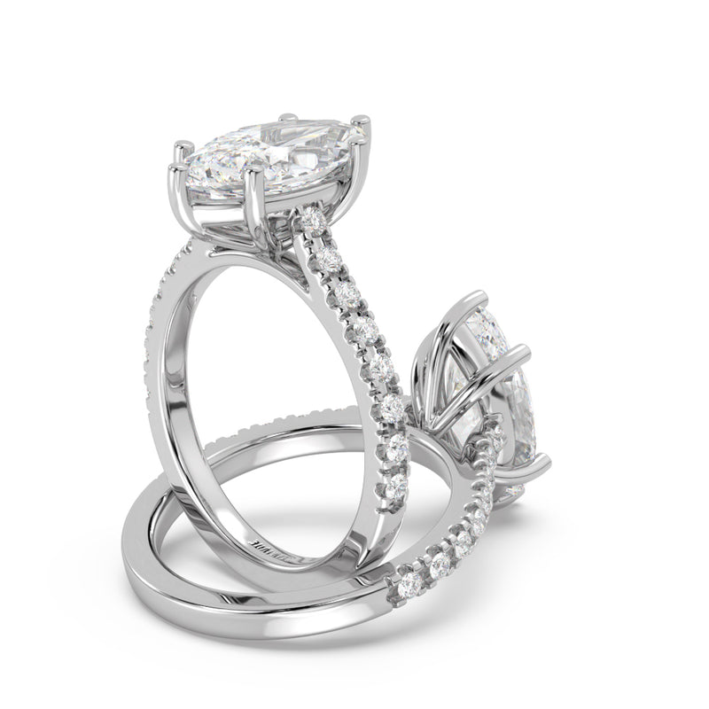 Montura Para Anillo de Compromiso Pavé "Royal Marquise" en Oro Blanco de 14K