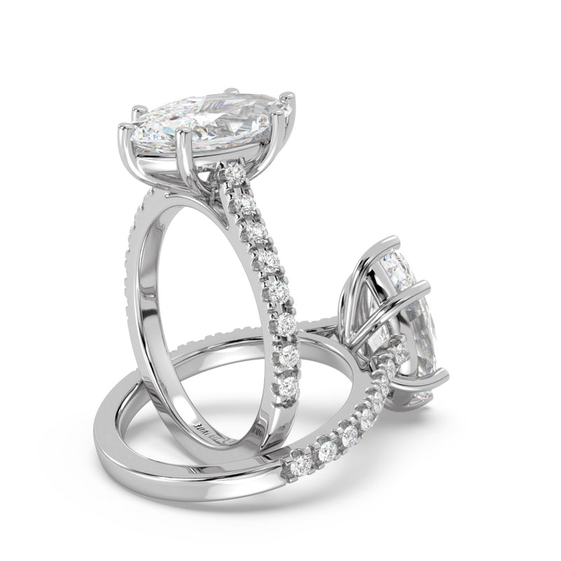 Montura Para Anillo de Compromiso Pavé "Royal Marquise" en Oro Blanco de 14K