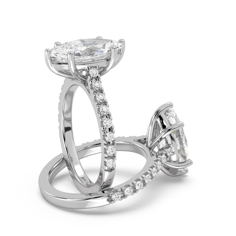 Montura Para Anillo de Compromiso Pavé "Royal Marquise" en Oro Blanco de 14K