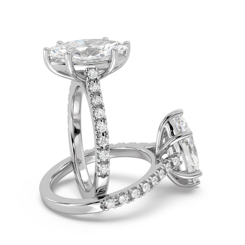 Montura Para Anillo de Compromiso Pavé "Royal Marquise" en Oro Blanco de 14K