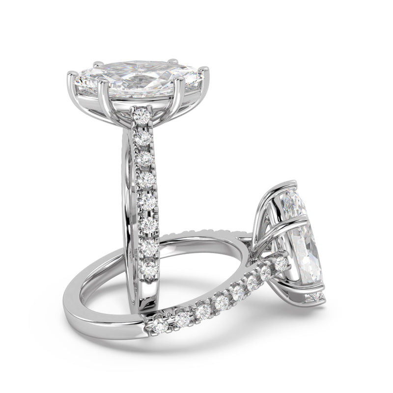 Montura Para Anillo de Compromiso Pavé "Royal Marquise" en Oro Blanco de 14K