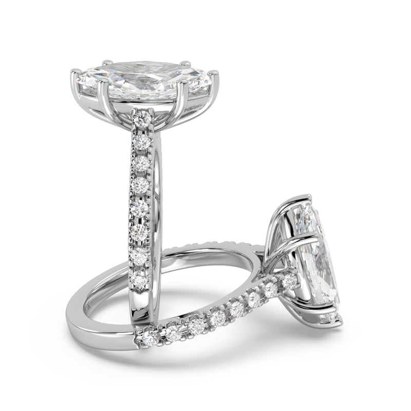 Montura Para Anillo de Compromiso Pavé "Royal Marquise" en Oro Blanco de 14K