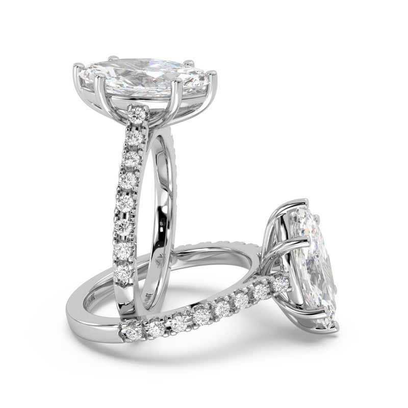 Montura Para Anillo de Compromiso Pavé "Royal Marquise" en Oro Blanco de 14K