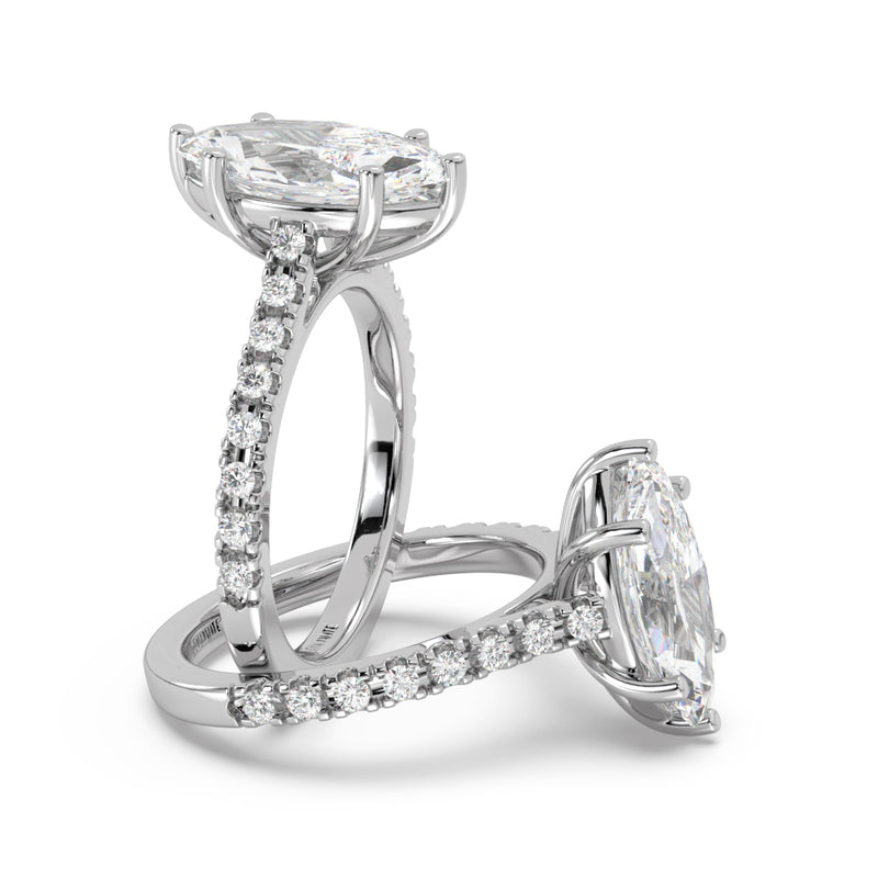 Montura Para Anillo de Compromiso Pavé "Royal Marquise" en Oro Blanco de 14K