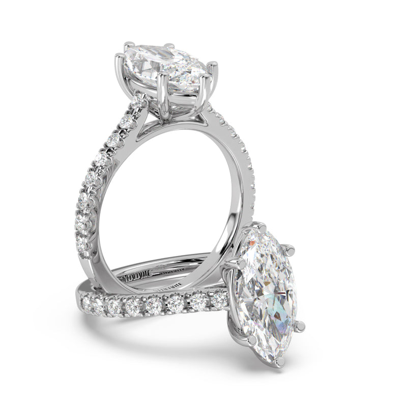 Montura Para Anillo de Compromiso Pavé "Royal Marquise" en Oro Blanco de 14K