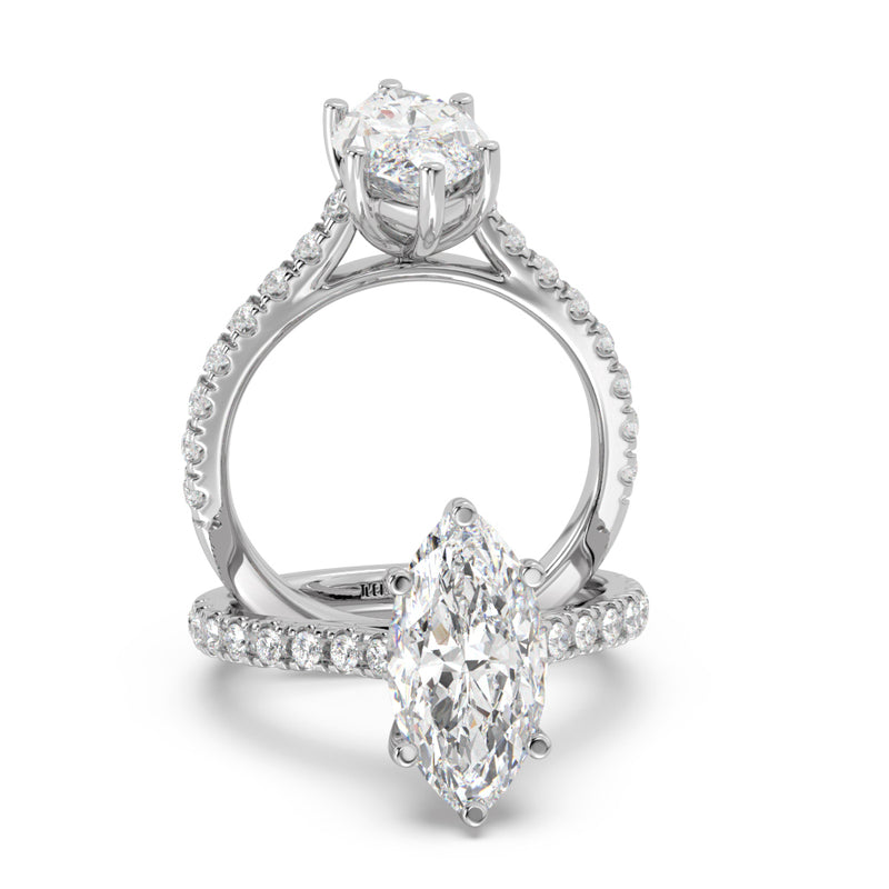 Montura Para Anillo de Compromiso Pavé "Royal Marquise" en Oro Blanco de 14K