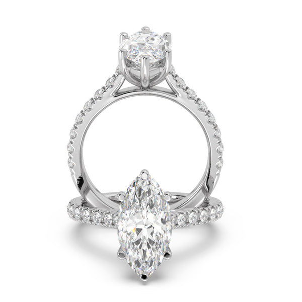 Montura Para Anillo de Compromiso Pavé "Royal Marquise" en Oro Blanco de 14K