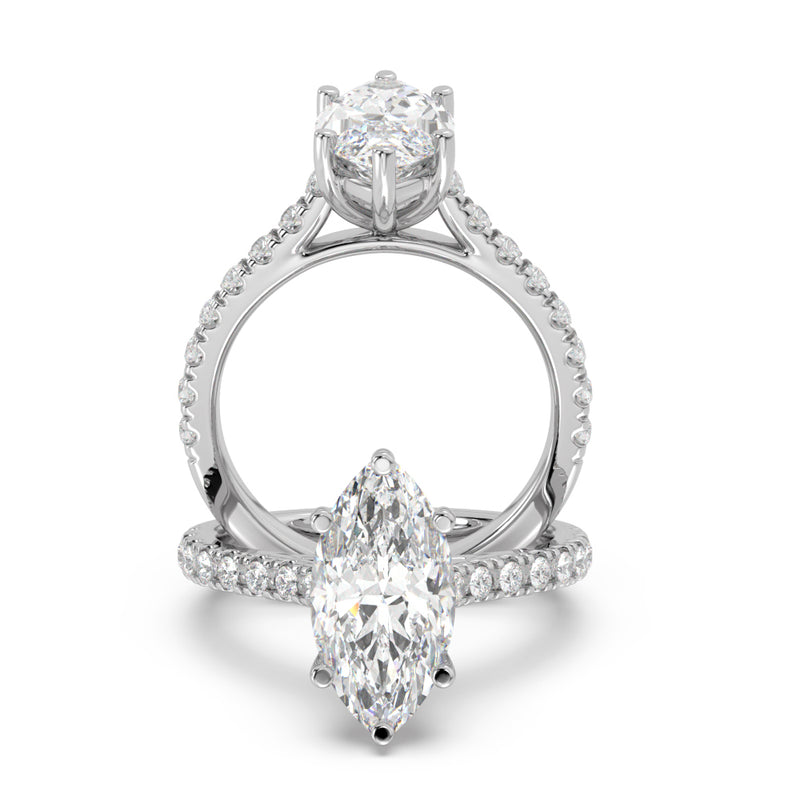 Montura Para Anillo de Compromiso Pavé "Royal Marquise" en Oro Blanco de 14K