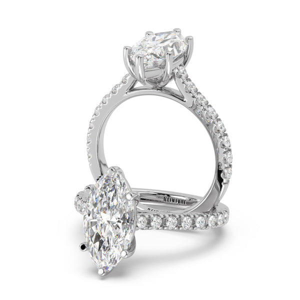 Montura Para Anillo de Compromiso Pavé "Royal Marquise" en Oro Blanco de 14K